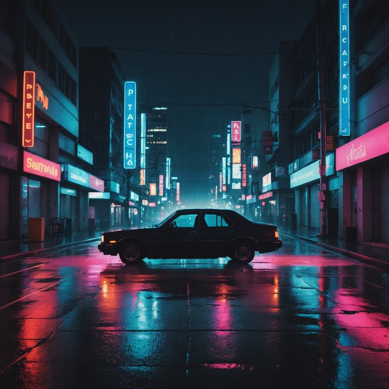 Imagine cruising through a shimmering city at night, where the lights blur and glow softly on wet asphalt, creating a dreamscape made of gentle beats and subtle techno rhythms. This alternative take maintains the same electronic essence but emphasizes the tranquility and beauty of urban nights.