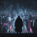 lonely synth melodies echo through neon lit cyberpunk streets