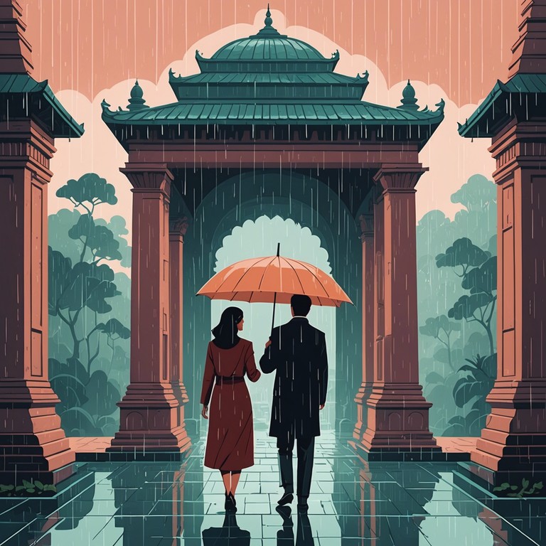 Embark on a mesmerizing journey where the evocative sounds of the sitar intertwine with the serene ambiance of a monsoon evening. The soulful music crafted in this piece aims to transport the listener to a mystical, rain drenched setting in ancient india, where each note resonates with deep, sensuous emotions.