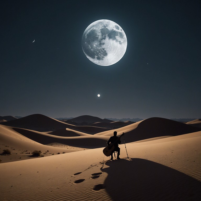 This composition weaves through the magical allure of a middle eastern night, capturing the essence of an intimate desert escapade illuminated by moonlight. The melody gently evolves, uniting traditional sounds with a feeling of nostalgic romance.