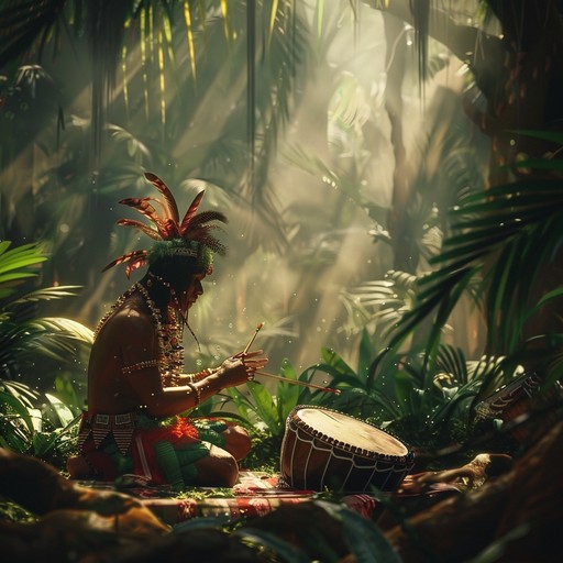 Immerse yourself in an epic journey as deep, resonant drums and rhythmic tribal chants come together to evoke the ancient spirits. Echoing through the jungle, the relentless beats and primal energy transport you to a timeless ritual, filled with mystery and awe inspiring power.