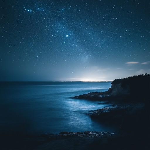 A tranquil chillwave piece that evokes the calmness and serenity of waves gently lapping at the shore under a starry midnight sky. Ethereal synths combined with mellow beats create an immersive experience.