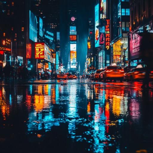 The track evokes the feeling of driving through a bustling city at night, under glimmering neon lights, reflecting a sense of solitude amidst urban chaos. The music combines atmospheric synthesizers with a slow, pulsating beat to capture the essence of contemplative night drives through illuminated streets.