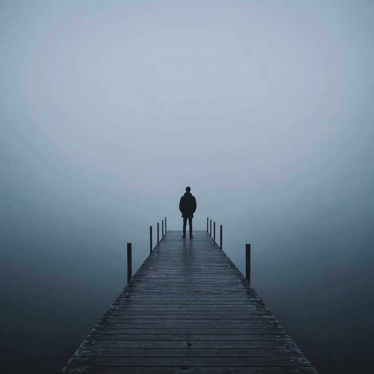 This composition evokes an atmosphere of isolation and introspection, utilizing sparse yet poignant musical phrases that mirror the complexity of emo expressions mixed with the engulfing depth of uneasy ambience. The track explores the theme of existential dread paired with a personal emotional journey, conveyed through a minimalist arrangement.