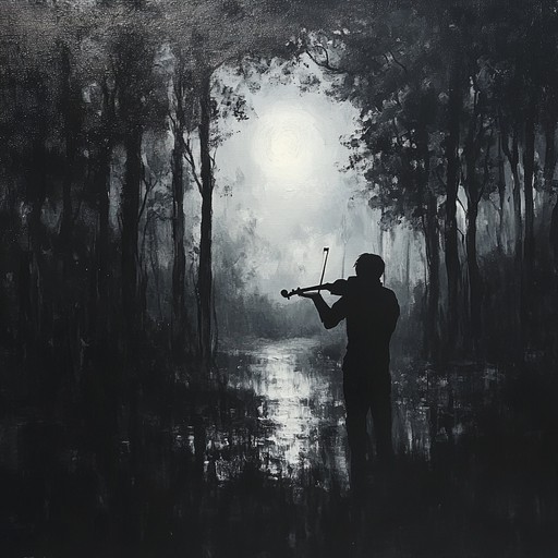 A serenade capturing the unsettling calmness of a moonlit night, weaving a delicate but eerie melody through dark, ghostly echoes, and subtle background harmonies, evoking feelings of both beauty and unease.