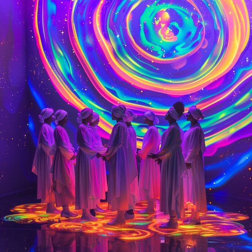 Immerse in a spiritual experience where gospel choruses meet psychedelic textures. This track interweaves traditional reverent harmonies with mind bending synths, creating chaotic yet otherworldly crescendos.