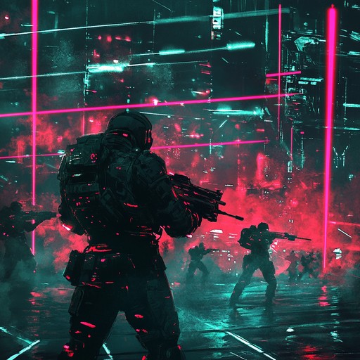 Plunge into a world of high intensity cyber conflict where heavy synths and punishing beats drive the narrative. The music portrays a shadowy metropolis where rebels rise against a technologically dominant tyranny, capturing the essence of cybernetic defiance and high stakes battles.