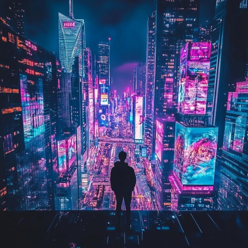 An instrumental journey through a neon lit metropolis where digital harmonies intertwine with pulsating beats, creating a sophisticated soundscape that embodies the essence of cyberpunk.