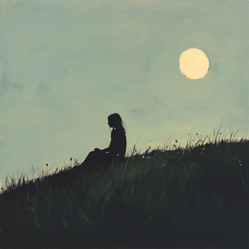 Guitar strumming captures the essence of a contemplative midnight stroll through a lonely meadow, with ambient tones adding to the reflective and melancholic atmosphere.