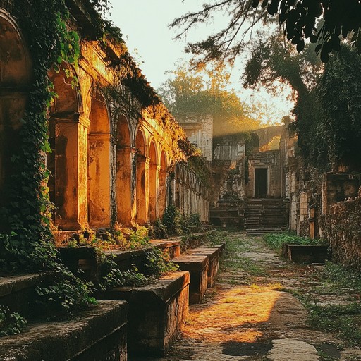 In a forgotten city, untouched by time, the wind carries whispers of past civilizations through the labyrinth of stone and moss. The music embodies the essence of historical mysteries and the silent stories etched in the old walls.