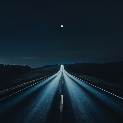 An instrumental smooth blues rock track featuring expressive electric guitar melodies over a gentle rhythm section, evoking serene and introspective feelings experienced while traveling alone on a moonlit highway at night.