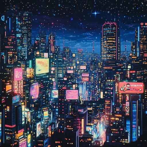 An instrumental track that blends ambient synthesizers with smooth electronic beats, creating a relaxed atmosphere reminiscent of neon lit cityscapes in a futuristic cyberpunk world