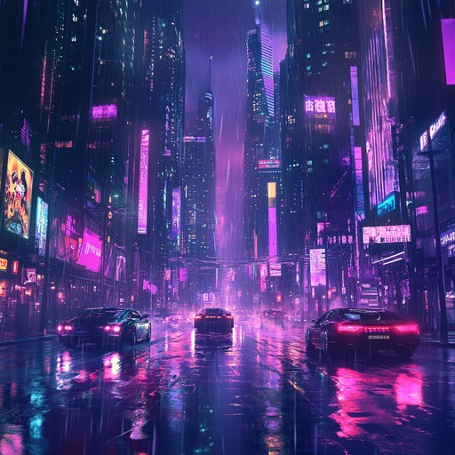 An adrenaline pumping cyberpunk track with intense basslines rapid synthesizer riffs, evoking high speed futuristic cityscapes chases through neon lit streets palpable atmosphere. Feel the heartbeat modern dystopia with pulse pounding rhythm intricate electronic soundscapes perfect for energetic scenes.