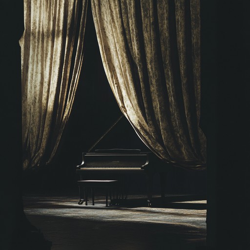 An instrumental cabaret composition that weaves suspense through haunting piano melodies and subtle, eerie undertones. The piece evokes the feeling of a mysterious night in a dimly lit cabaret, where secrets lurk in every shadow and whispers fill the air. Layered instrumentation builds tension, leading listeners through a captivating journey of intrigue and anticipation.