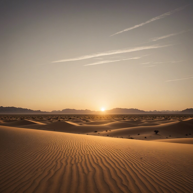 The track captures the serene beauty of a desert at dawn, with gentle melodies that resonate with the quiet majesty of the landscape. The soothing sound of the oud enhances the feeling of peace and vastness, making it an immersive experience reflecting the slow light of daybreak spreading across the sands.