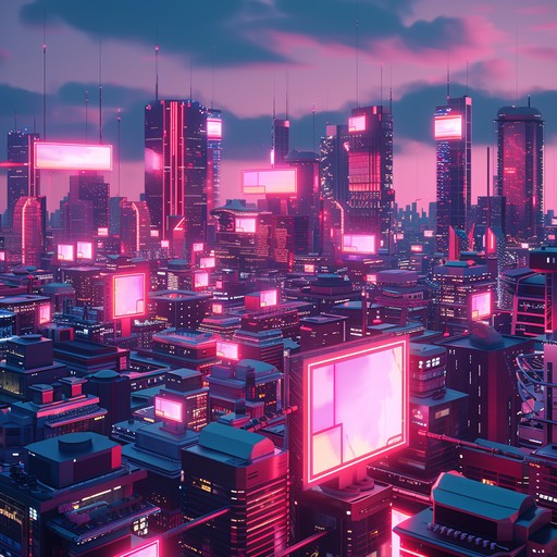 A high energy track with driving beats and shimmering synths, evoking the essence of a futuristic neon lit cityscape. The melody intertwines modern electronic elements with a nostalgic ’80s vibe. Perfect for dynamic landscapes, fast paced scenes, and lively atmospheres.