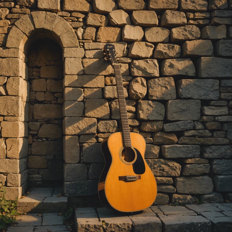 An evocative musical expression that bridges the gap between the old world and contemporary life, featuring melodic acoustic guitar that conjures images of ancestral latin landscapes and evokes a tranquil, thoughtful atmosphere.