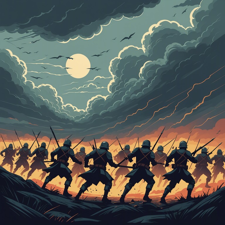 An enthralling epic metal track that harnesses the spirit of legendary warriors. Soaring guitar riffs blend with pounding drums to create a soundscape of relentless power and mythical grandeur. The track evokes images of battlefields, valiant heroes, and timeless courage, perfect for igniting a fiery spirit.