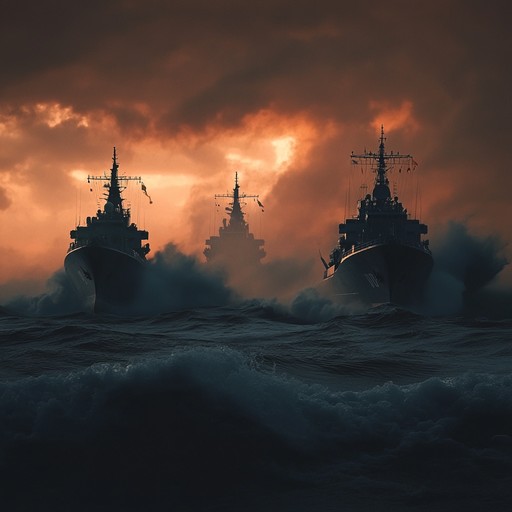 An energetic orchestral piece that embodies the pride and power of the russian navy, featuring bold brass and stirring rhythms, evoking images of majestic ships cutting through icy waters