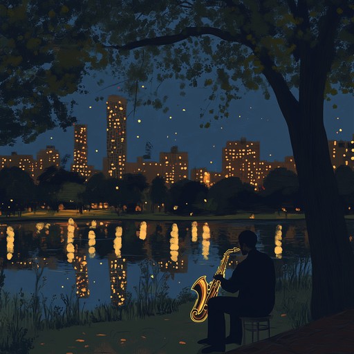 A serene jazz piece that encapsulates the peacefulness of an urban nightscape, ideal for moments of quiet reflection under city lights