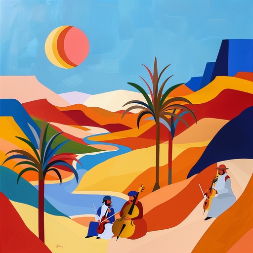 A unique fusion piece combining traditional middle eastern melodies with funky basslines and driving rhythms. Enchanting oud solos meet slap bass funk in a vibrant desert landscape. The track evokes a sense of adventure and groove, taking listeners on a rhythmic journey across sun drenched sands and bustling oases.