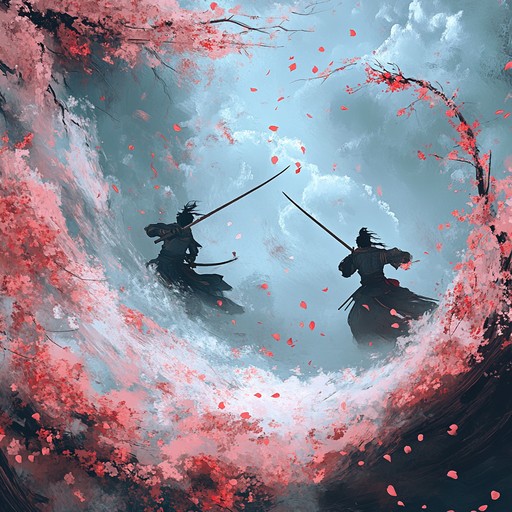 A dramatic cinematic orchestral piece combining traditional japanese instruments with symphonic elements to portray a samurai's final stand. Emotive melodies and intense rhythms capture the essence of courage and sacrifice.