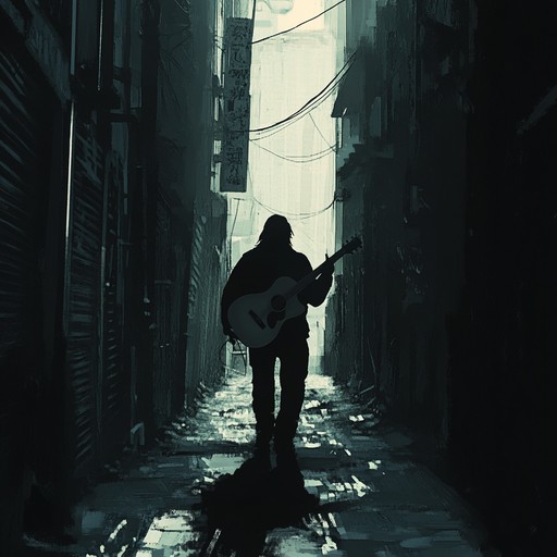 In this track, the guitar crafts an atmosphere of mystery and contemplation, shadowed corners where whispers fill the air, creating a scene like an old noir film where each strum tells a hidden story.