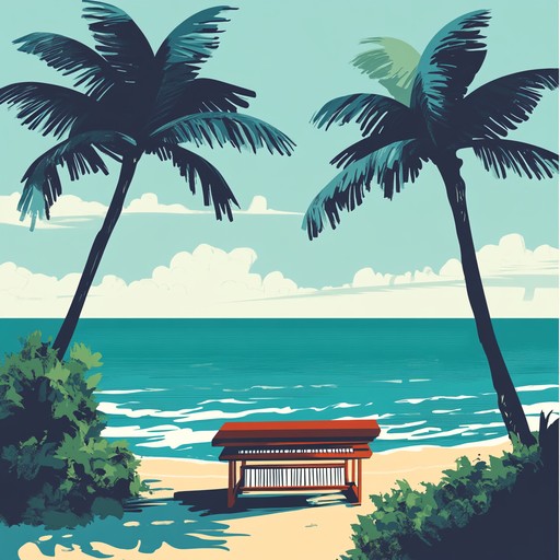 Experience the soothing embrace of marimba tones intertwined with gentle ocean sounds, creating a peaceful ambiance reminiscent of a tranquil evening on a tropical beach.