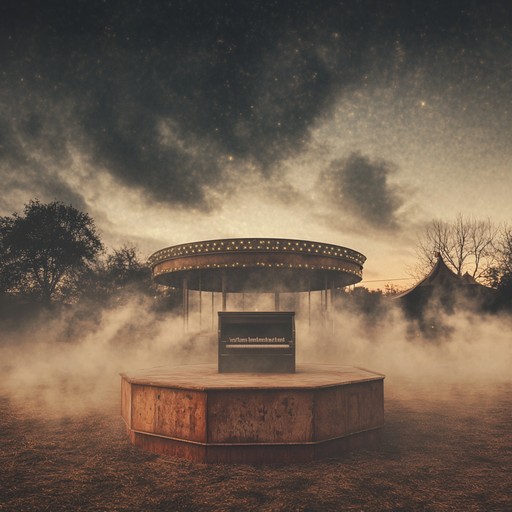 An instrumental track that intertwines whimsical charm with eerie undertones, painting a sonic picture of a haunted fairground after hours. Delicate music box notes blend with unsettling harmonies, creating an atmosphere where innocence meets the macabre, and playful shadows dance under the moonlight.