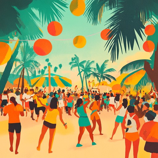 Uplifting synthesizer rhythms fuel a sunny celebration, filling the dancefloor with joyful energy and vibrant summer vibes.