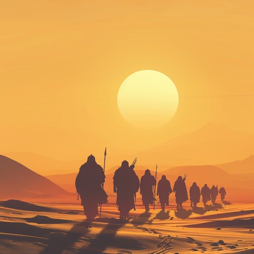 A powerful instrumental piece blending traditional middle eastern rhythms and modern soundscapes. This track is designed to evoke images of ancient warriors, vast deserts, and fearless battles, using bold and commanding percussions. It portrays an atmosphere of strength, determination, and resilience.