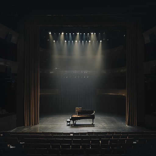 A heartwrenching piano solo piece crafted to mirror the lonesome ambiance of an empty theater stage, evoking the sorrowful echoes of past performances. Each note resonates within the vast, silent space, drawing listeners into a world of reflective solitude and deep melancholy, capturing the essence of a story left unfinished.