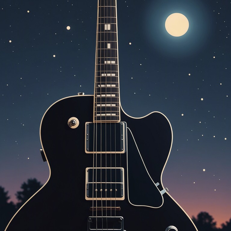 Imagine a blues piece with a touch of elegance, where each note played on the electric guitar feels like a delicate whisper under the vast, starry night sky, creating a sense of peace and deep reflection.