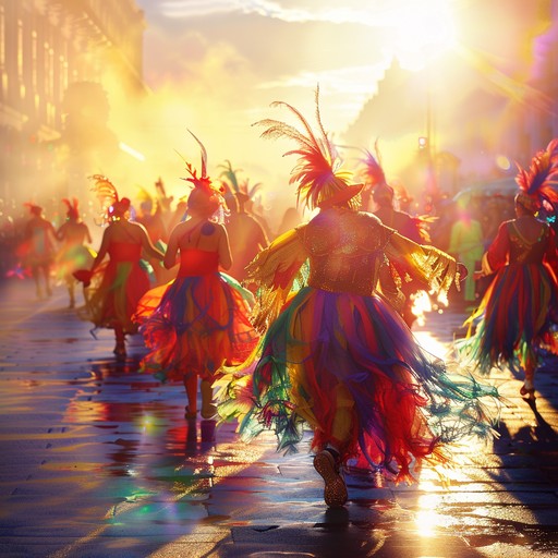 Feel the excitement of a carnival parade at sunrise with a tune that radiates joy and hope, incorporating lively steelpan and rhythmic beats to inspire festive cheer.