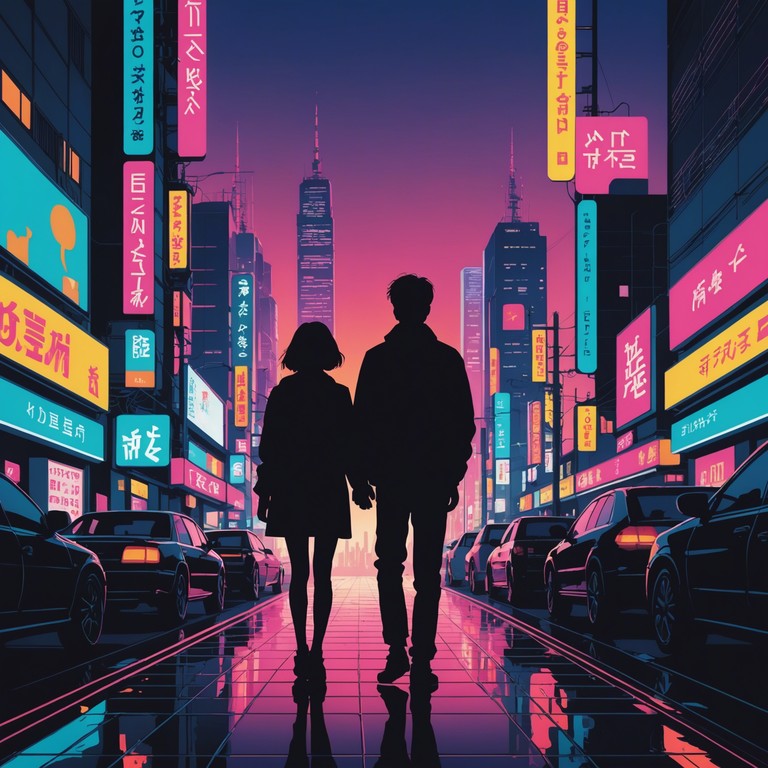 A longing, nostalgic piece that captures the essence of a silent, introspective walk through tokyo at night. The music encompasses the subtle interplay of light and shadows, encapsulating the urban isolation amidst the city's bustling life. A melancholic melody that drifts above the undercurrents of city sounds, invoking a sense of longing and wistful solitude.