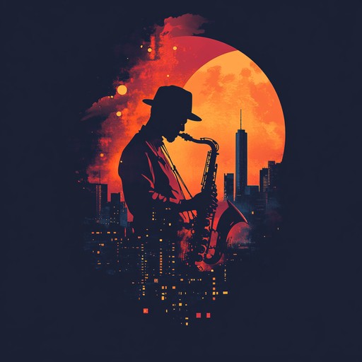 An instrumental piece blending smooth jazz and ambient sounds that captures the essence of a city at midnight, with saxophone melodies weaving through a backdrop of subtle electronic beats.