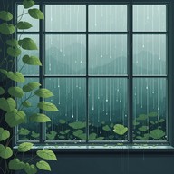 gentle piano melodies evoke soft, rainy scenes