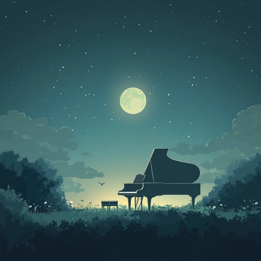 A gentle piano leads the composition, accompanied by a subtle, ethereal orchestral backdrop, creating a deeply calming and elegant ambiance perfect for peaceful moments and introspection.