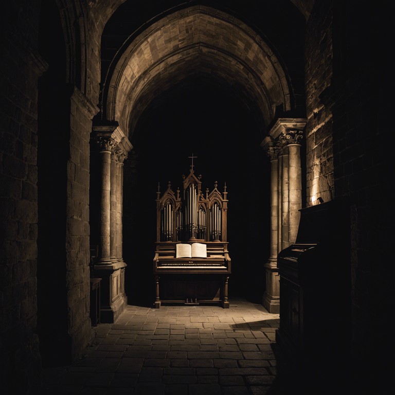 This track merges eerie whispers with an intense gothic atmosphere, employing booming percussion to emulate the echoes of an ancient, dark dungeon. The core instrument interwoven is a foreboding church organ setting the gothic tone, layered with distorted industrial beats to create a soundscape of desolation and chaos.