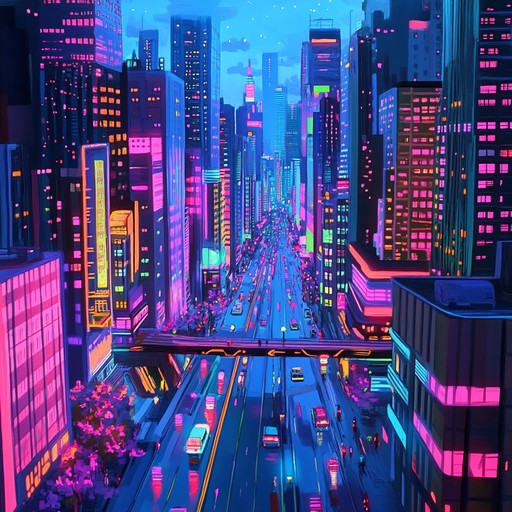 Dive into a futuristic urban landscape with pulsating electronic beats, sparkling synths, and hypnotic rhythms that capture the energy and mystery of neon lit city nights