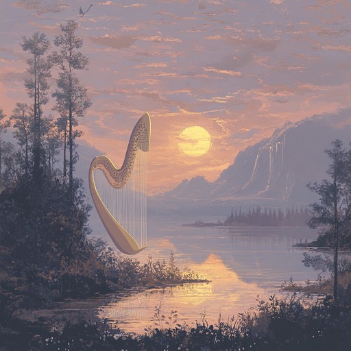 A serene instrumental featuring harp melodies that evoke profound joy and transcendence as day fades into night.