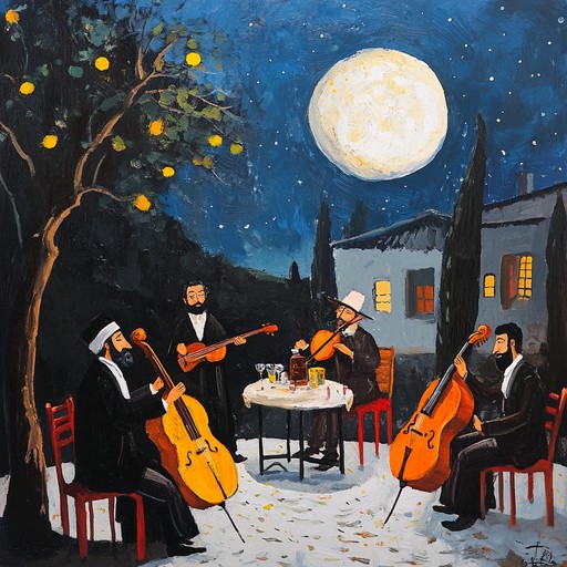 This elegant instrumental klezmer piece weaves the spellbinding beauty of a moonlit night, filled with the rich emotional depth and fluid clarinet passages characteristic of traditional klezmer music. Perfect for settings requiring a touch of sophistication and deep emotional expression.