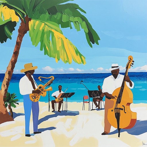 Experience a euphoric latin jazz track infused with vibrant caribbean rhythms and uplifting tropical beats. The song creates a celebratory atmosphere with lively percussion, infectious melodies, and joyous brass. Perfect for evoking warmth, happiness, and the vibrant spirit of summer.