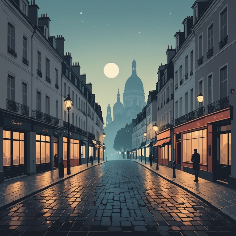 Picture an evening where the timeless charm of paris's montmartre district is infused with enigmatic swing rhythms. This tune captures the essence of a mysterious, foggy night where shadows play on cobblestone streets, and the distant sound of an accordion merges with a swing beat, creating a perfect blend of intrigue and retro style.