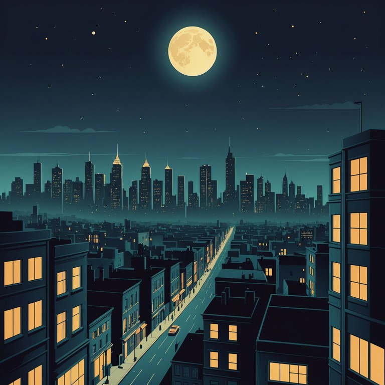 The night comes alive with sharp, electric guitar sounds echoing through the urban landscape, carrying the thrill and adrenaline of a chase across the city under the moonlight.