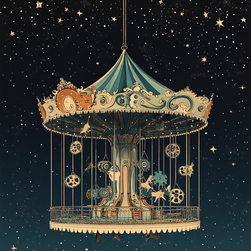 An enchanting, instrumental piece that evokes the image of a whimsical carousel coming to life in a clockwork fantasy world, with light, playful melodies and intricate mechanical rhythms.