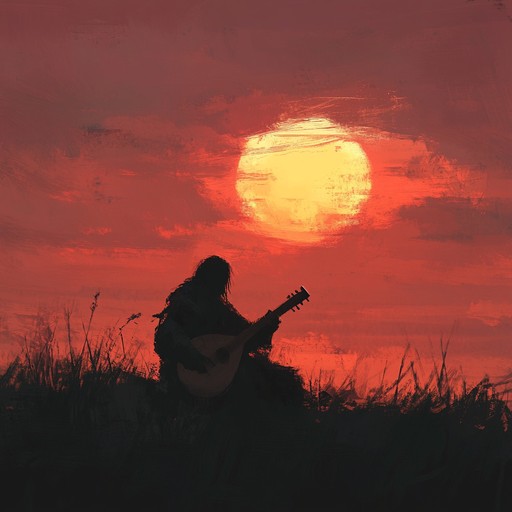 A calm, serene troubadour song composed to evoke the tranquility and beauty of a medieval sunset. Soft melodies and gentle strumming guide listeners into a state of peaceful reflection, capturing the essence of a bygone era. Perfect for moments of quiet contemplation and relaxation.