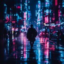 dreamlike journey through cyberpunk city under neon lights