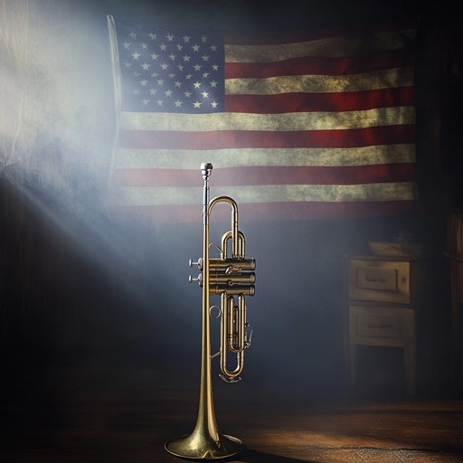 This instrumental piece merges the eerie uncertainty of hidden histories with undertones of patriotic fervor, creating a compelling soundscape. The primary instrument, the trumpet, delivers an evocative and solemn melody accentuated by ambient strings and whispered percussive elements. The result is a hauntingly beautiful composition that stirs a sense of pride and mystery.