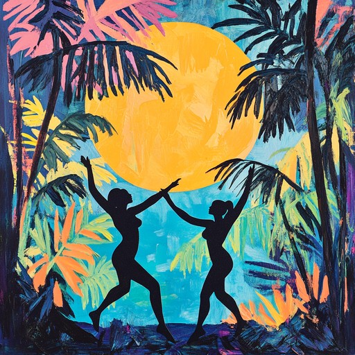 A vibrant, danceable track blending 70s disco grooves with wild jungle inspired percussion, creating an exhilarating and tropical atmosphere perfect for a night under the stars